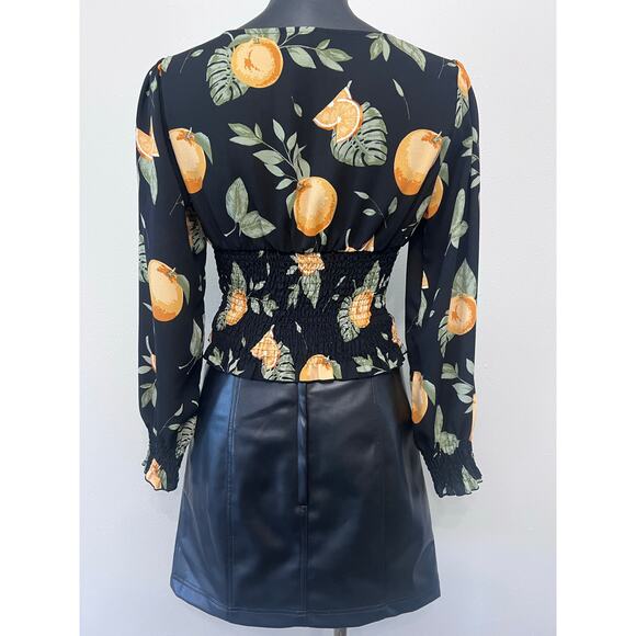 Maison Jules Babydoll Smocked Top Sz M Cropped Sheer Sleeves Cottagecore Twee - Picture 5 of 6